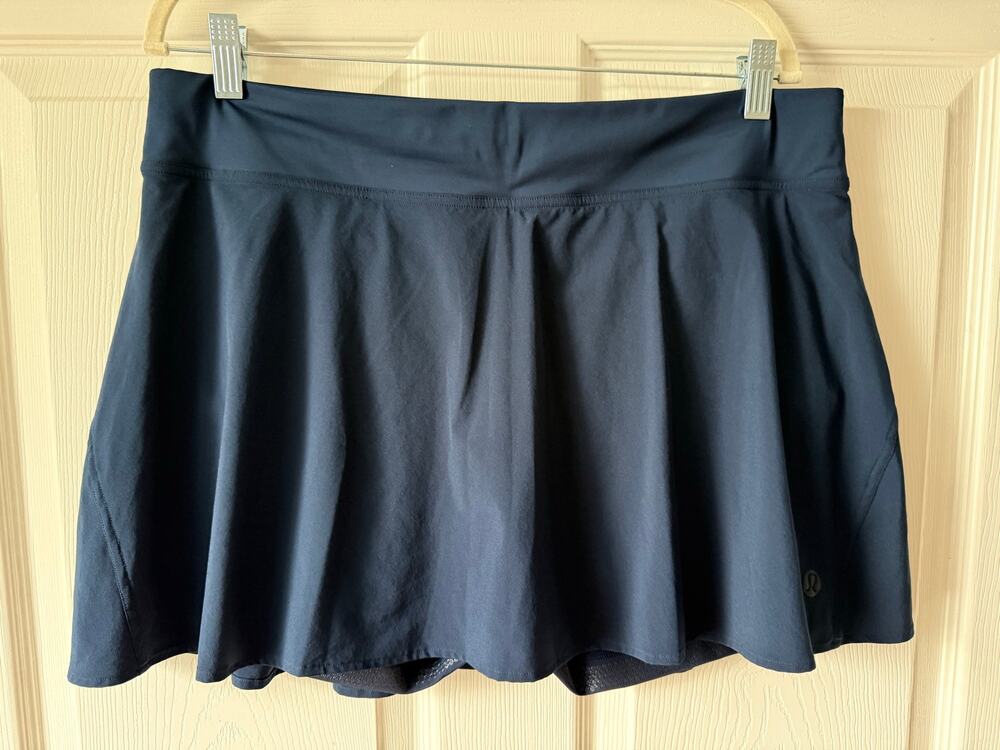 Lululemon Pace Rival Mid-Rise Skirt True Navy Size 14 Built‎ In Shorts Pockets